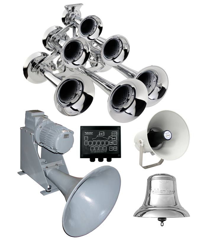 Kahlenberg sound signals, air horn, piston horn, electronic horn hailer, bell and controller